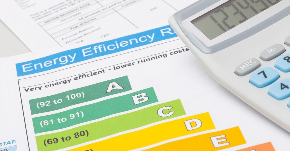 Energy bill with efficiency rate and calculator